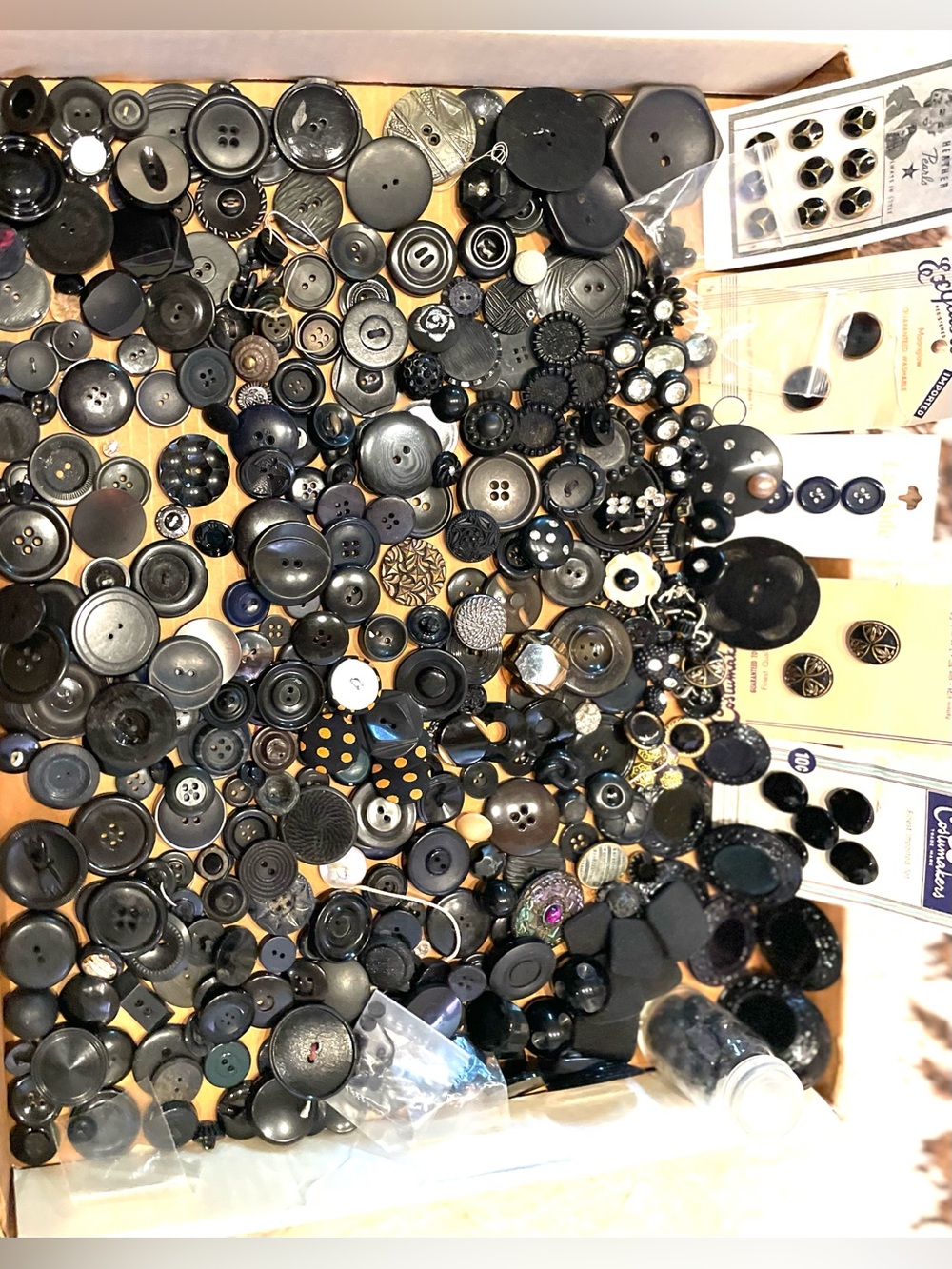Lot of 1.75# of Antique Black Buttons